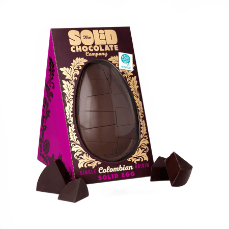 Front of Solid Colombian Single Origin Chocolate egg